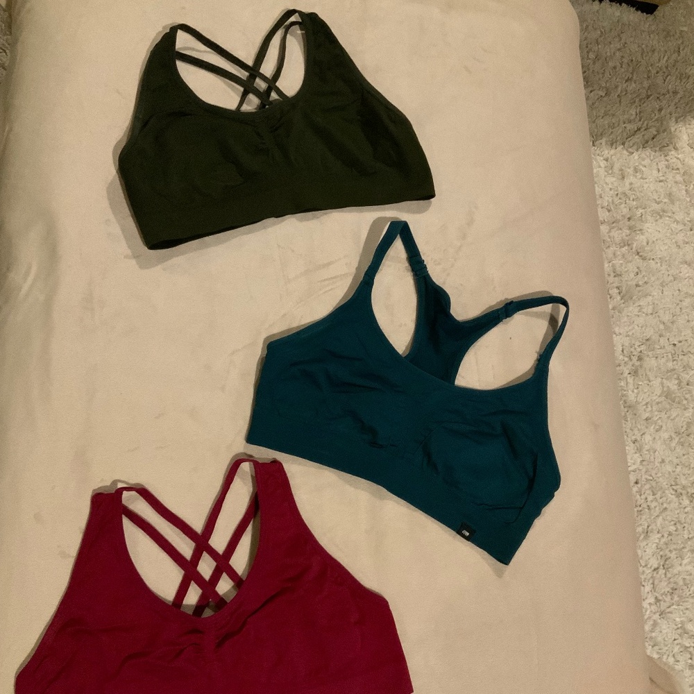 Marika M Sports bra, Pro Fit Sports bras x 2 Olive Green, Teal Green and Fuschia
